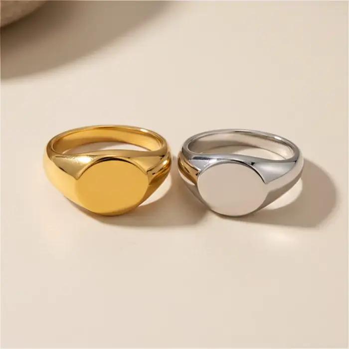 Bague ovale épaisse en acier inoxydable pour femmes et hommes, étanche, minimaliste, Vintage, pour Couple, bijoux esthétiques, cadeau