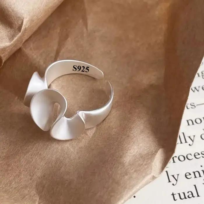 Bagues en argent Sterling 925 pour femmes, Vintage, dentelle givrée mate, bagues irrégulières, Y2K, bague de Couple, Hip Hop, bijoux à la mode