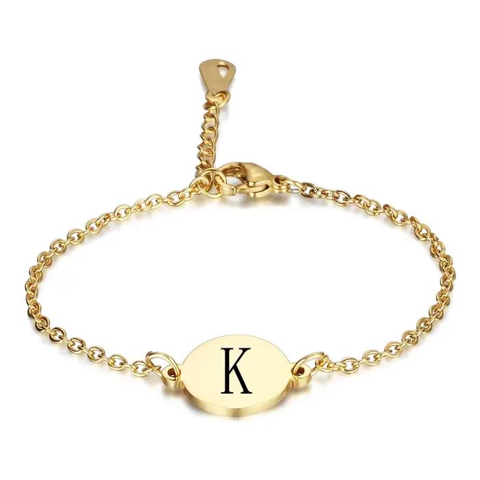 Bracelets personnalisés avec lettres initiales pour femmes, cadeau de saint-valentin, couleur or, chaîne en acier inoxydable, bijoux réglables