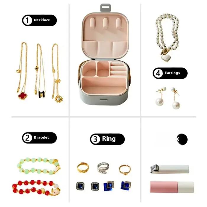 JUSTLANG-Boîte de Rangement pour Bijoux, Portable, Haute Capacité, Étanche, Parfaite, Lavable, Accessoires Numpopularité