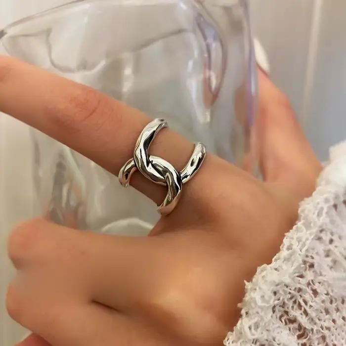 Bagues en argent Sterling 925 pour femmes, lignes croisées rétro simples, mode géométrique, Smiple ouvert, fait à la main, bijoux de fête pour allergie, cadeau