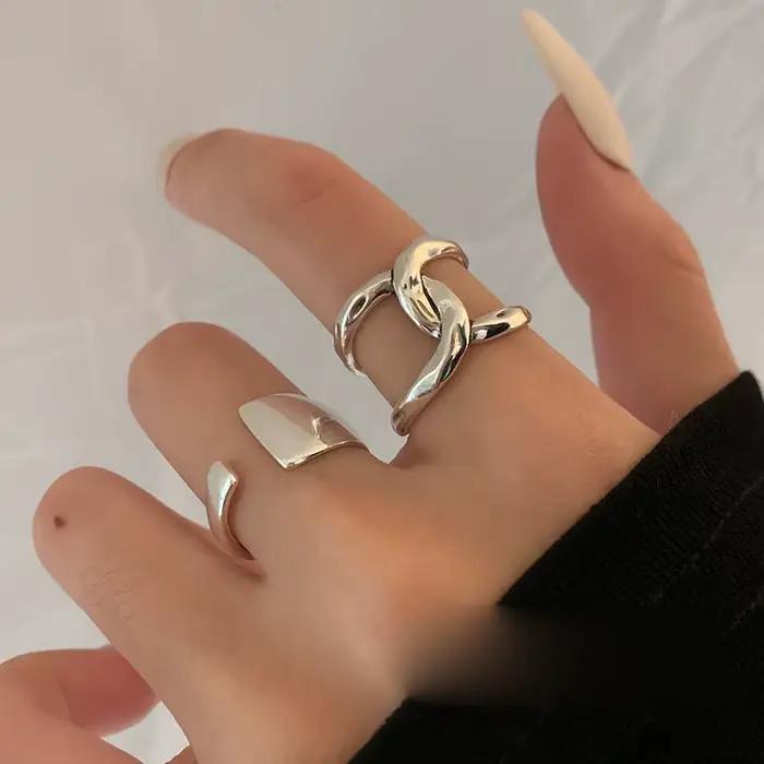 Bagues en argent Sterling 925 pour femmes, lignes croisées rétro simples, mode géométrique, Smiple ouvert, fait à la main, bijoux de fête pour allergie, cadeau