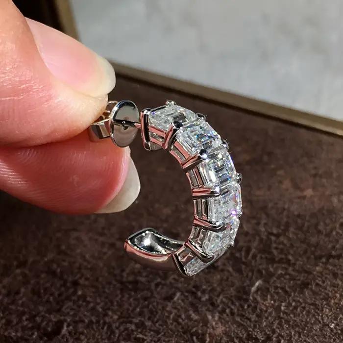 Huitan – boucles d'oreilles rectangulaires CZ pour femmes, magnifiques bijoux de mariage et fiançailles, cadeau d'amour délicat