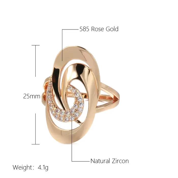 Kinel – bagues inhabituelles en or Rose 585 pour femmes, bijoux fins quotidiens, géométrie minimaliste, Zircon naturel, bijoux à la mode, 2022