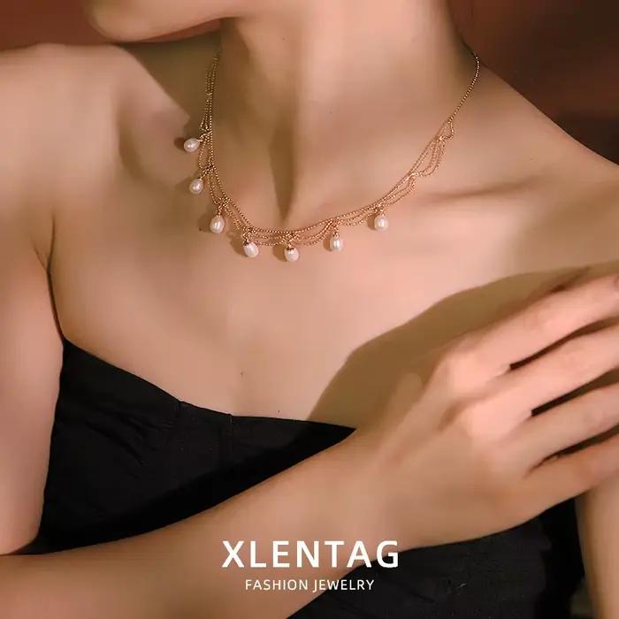 Collier à pampilles en dentelle de perles naturelles, fait à la main, élégant, pour Banquet, mariage, bijoux pour femmes, GN0429