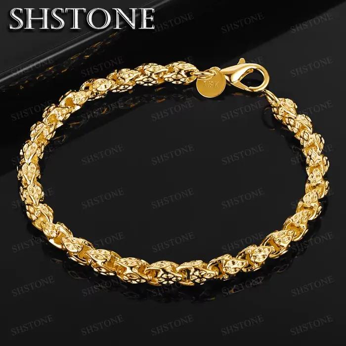 Bracelet chaîne en or 18 carats pour femmes et hommes, bijou élégant et tendance, idéal pour mariage et fête