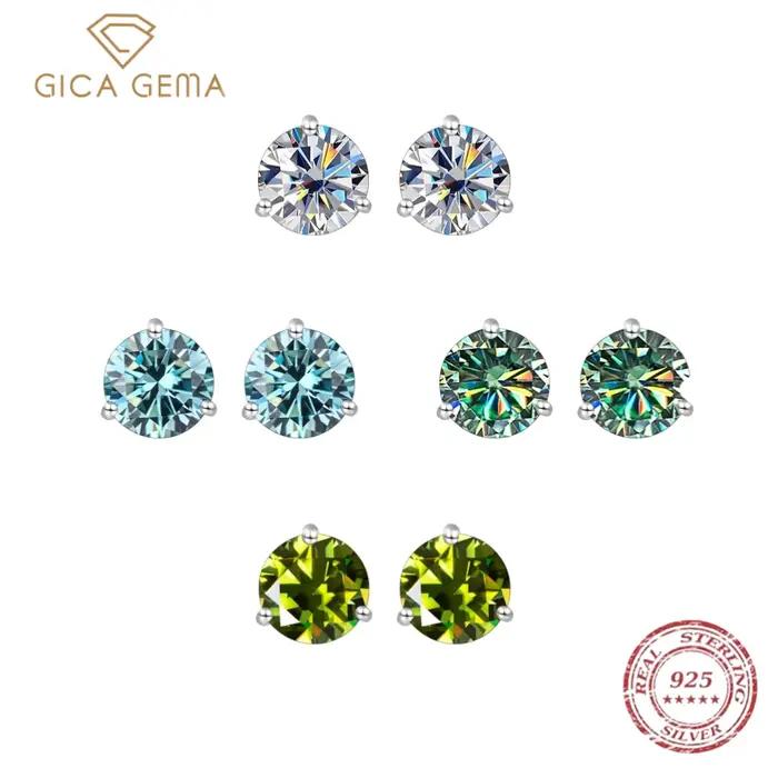 Gica Gema-Boucles d'oreilles à tige en diamant Moissanite pour femme, argent regardé S925, haute qualité, Rotterdam, bijoux de mariage étincelants, 0.5-1ct