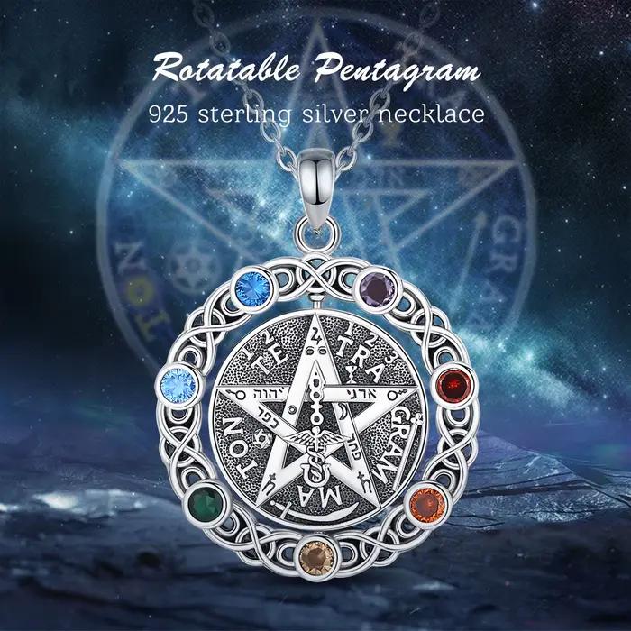 Eudora Original 925 collier pentagramme en argent Sterling pour femmes homme 7 couleurs Chakra étoile tétrgrammaton pendentif rotatif cadeau