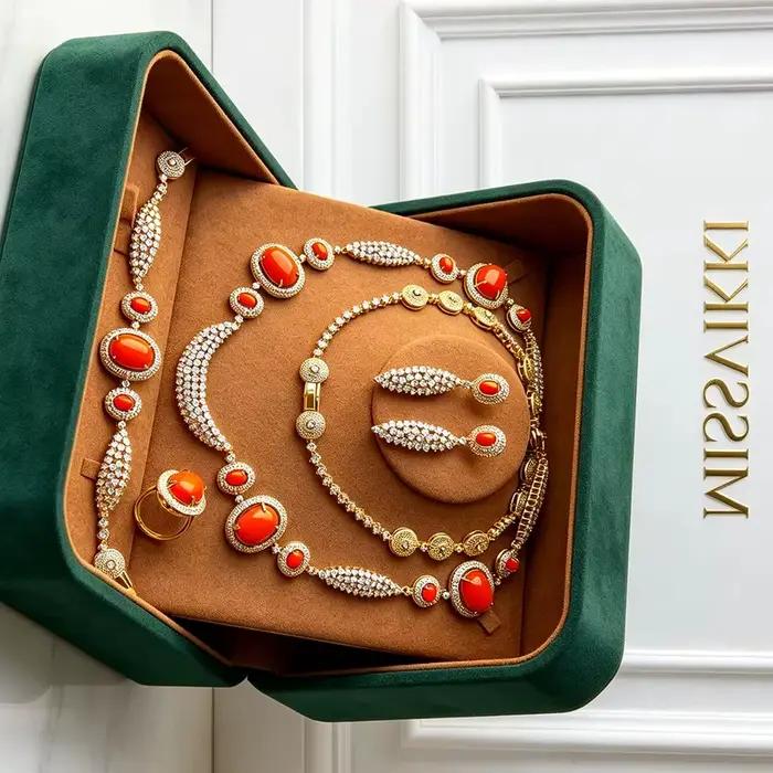 Parures de bijoux de mariage de haute qualité Missvikki, nouveaux ensembles de luxe avec collier long, bracelet, boucles d'oreilles et bague pour femmes