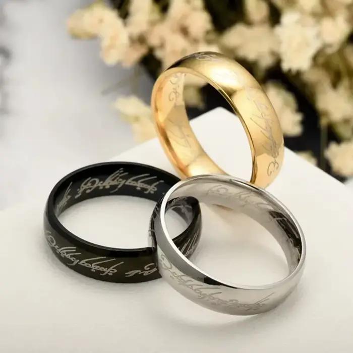 Bagues de mariage en acier inoxydable pour Couples, gravure Laser exquise, bijoux de film à la mode pour hommes et femmes, cadeaux, vente en gros