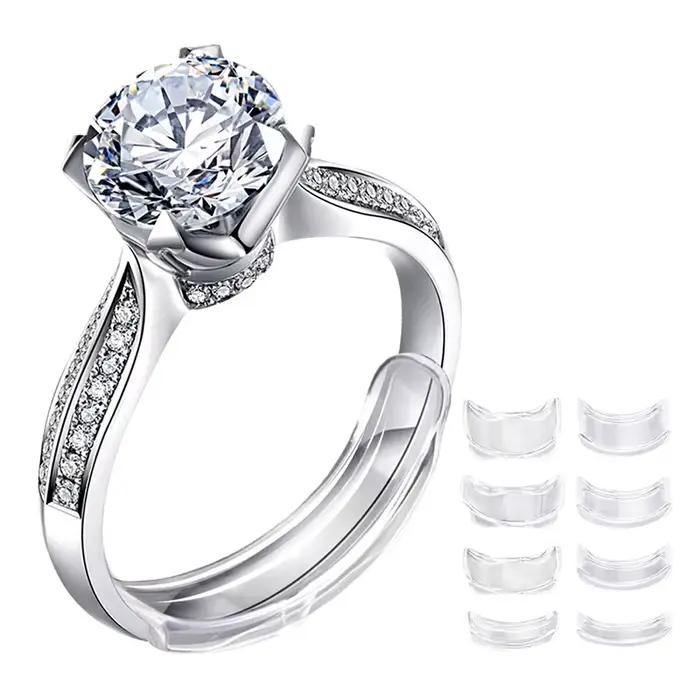 Réducteur de taille de bague invisible transparent en 8 tailles – Ajusteur de bague pour bagues trop grandes – Outil de bijouterie universel