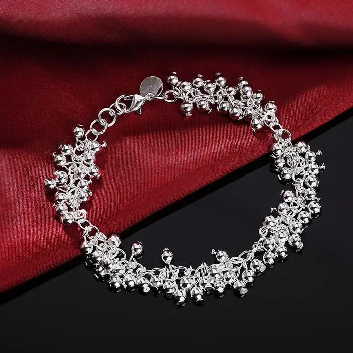 Populaire belle ligne de frange perles givrées 925 Bracelets en argent Sterling collier ensemble de bijoux pour les femmes mode fête beau cadeau