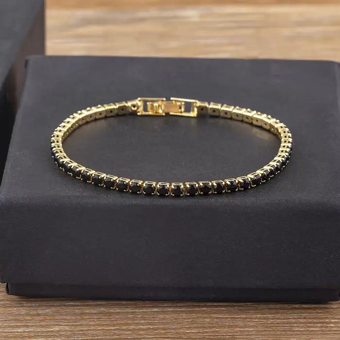 Nidin – Bracelet chaîne de Tennis pour femmes, luxe, pratique, 4 griffes, mosaïque, zircone cubique, 6 couleurs arc-en-ciel, bijoux de fête à la mode, cadeau