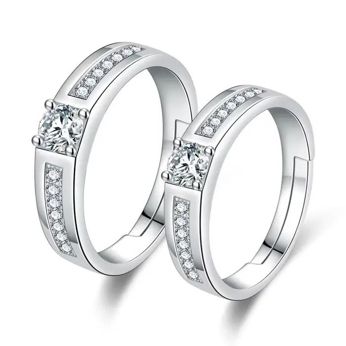 Bague en argent sterling 925 de luxe, simple et exquise, avec zircon, pour hommes et femmes, cadeau de mariage, bijou charmant