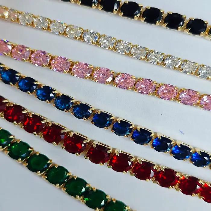 Bracelet coloré Monaco S-Clasp chaîne zircone cubique pour femmes sorties soirées événements formels