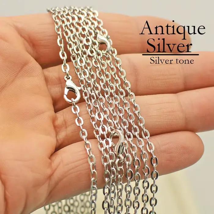 Collier à maillons de câble pour hommes et femmes, plaqué argent, bronze, cuivre, document noir, vente en gros, 100 pièces
