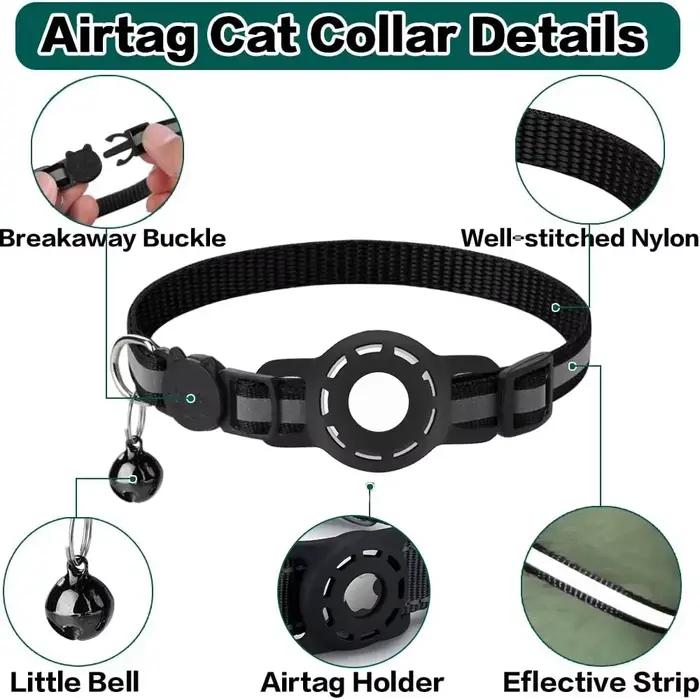 Airtag-Collier de chaton avec support Apple Air Tag et cloche pour fille et garçon, 0.4 amaran