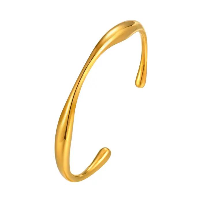 Bracelet de poignet en acier inoxydable doré, Simple, délicat, ouverture géométrique irrégulière, bijoux minimalistes pour femmes pour la fête des mères