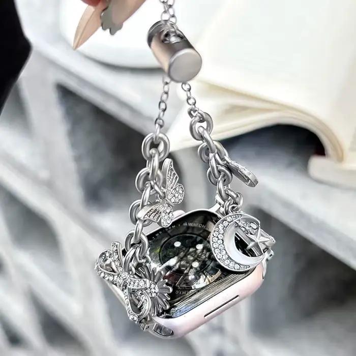 Bracelet papillon diamant Compatible avec iWatch, 38mm 40mm 41mm 42mm 44mm 45mm 49mm, bracelet fait à la main à la mode