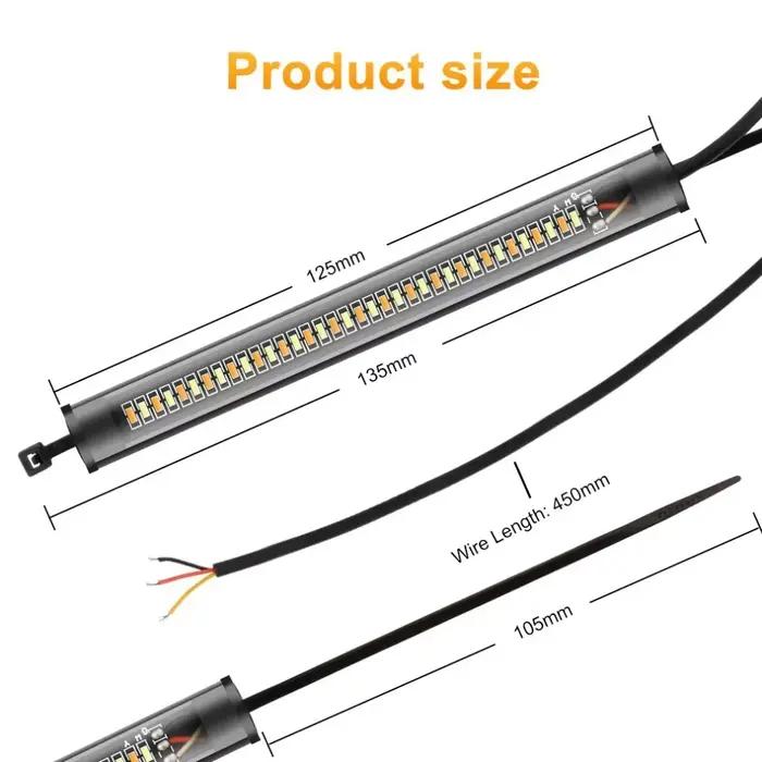 1Pc 12V LED Moto clignotant et DRL ambre blanc Moto clignotant anneau fourche bande lampe clignotant clignotant universel