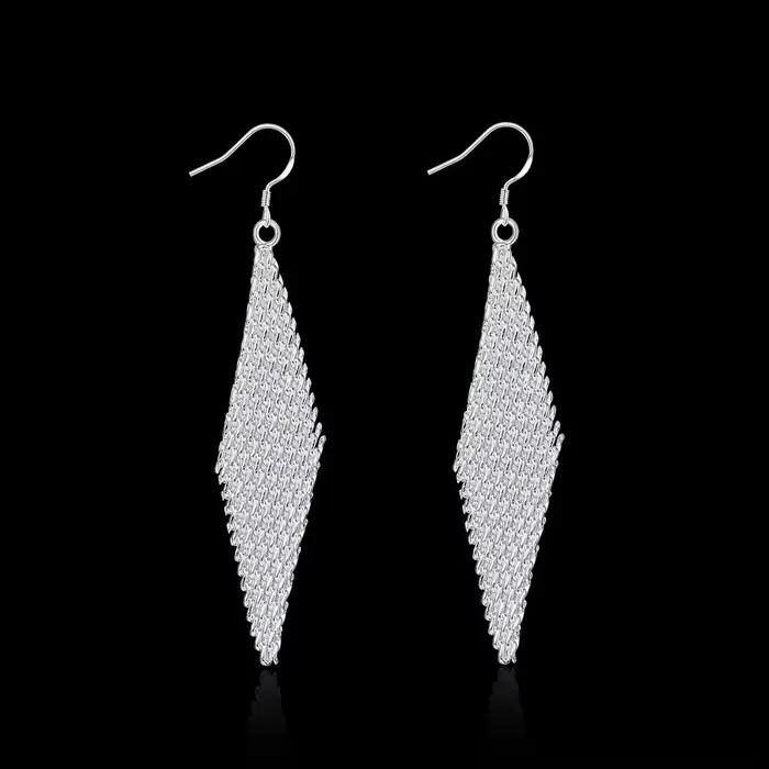 Boucles d'oreilles en argent Sterling 925 pour femmes, bijoux classiques à la mode, en maille tissée créative, cadeaux d'anniversaire