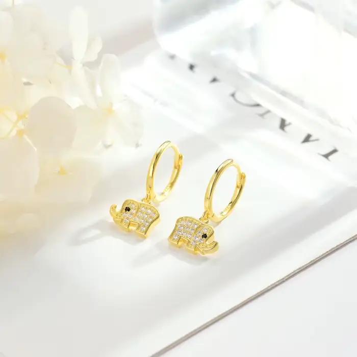 REETI réel 925 en argent Sterling cristal éléphant boucle d'oreille pour les femmes faisant des bijoux cadeau de mariage fiançailles