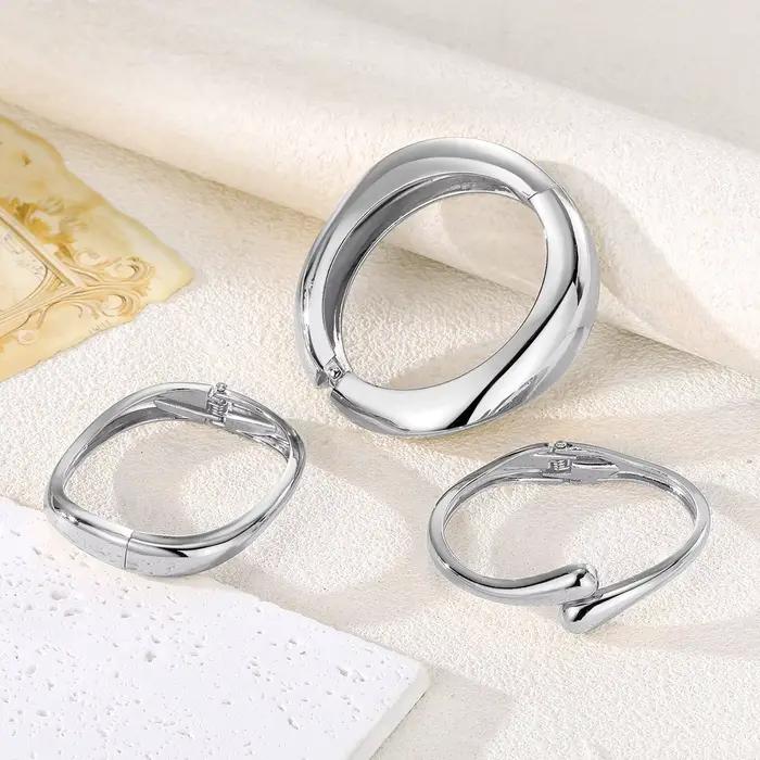 3 Styles Vintage Hip Hop métal manchette bracelets Punk or argent couleur géométrique printemps bracelets pour femme Bracelet hommes bijoux