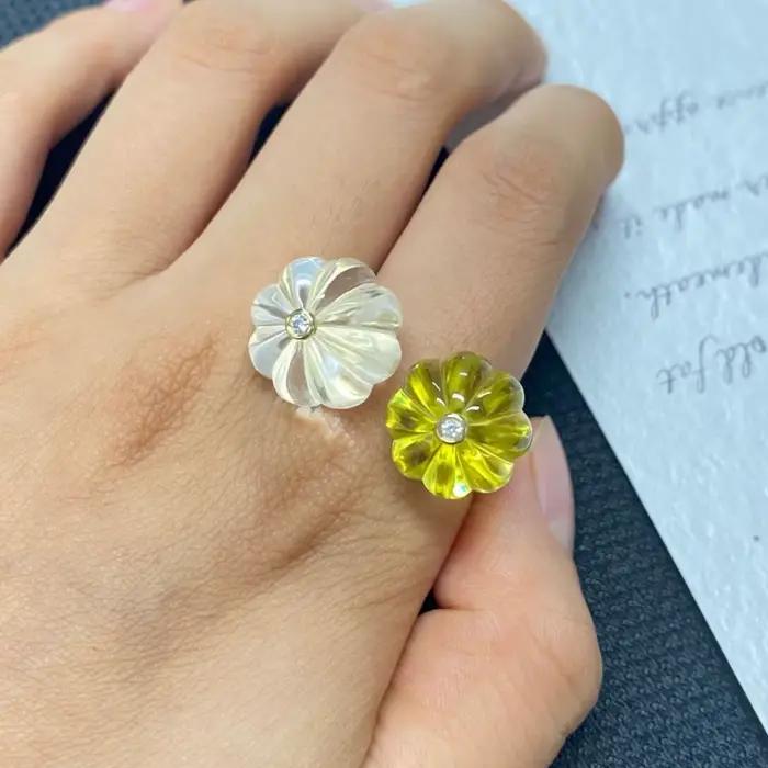 WUIHA – bague réglable Vintage en argent Sterling 100% 925, cristal de citrine naturelle, pierres précieuses, pour mariage, fiançailles, Cocktail, bijoux fins