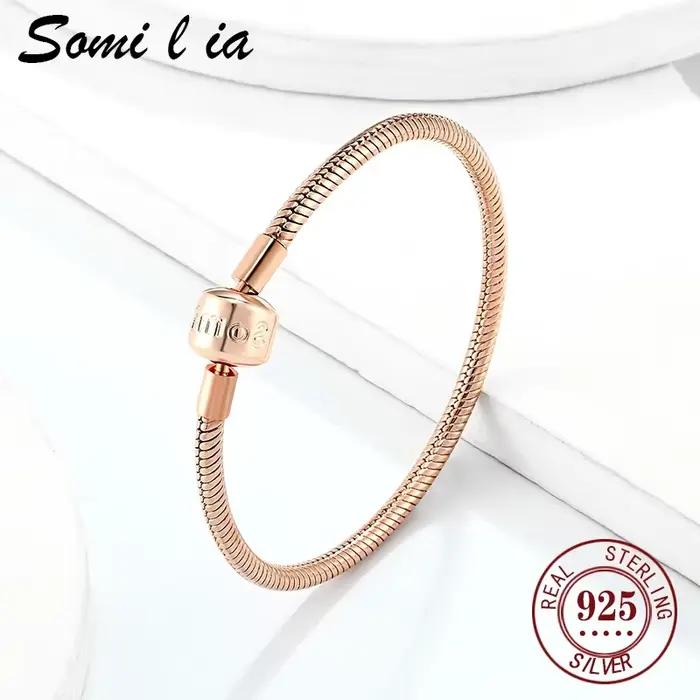SOMILIA-925 – bracelet en argent sterling 925 pour femmes, en forme de serpent, original, à faire soi-même, bijoux exquis, série de cadeaux pour la saint-valentin
