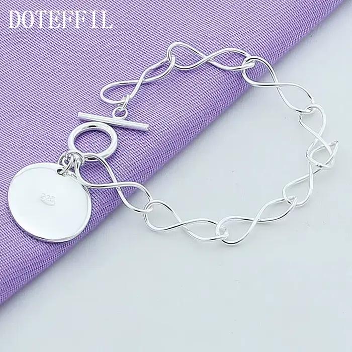 DOTEFFIL – Bracelet de marque rond en argent Sterling 925, chaîne avec pendentif, breloque pour fête de fiançailles et de mariage, bijoux à la mode