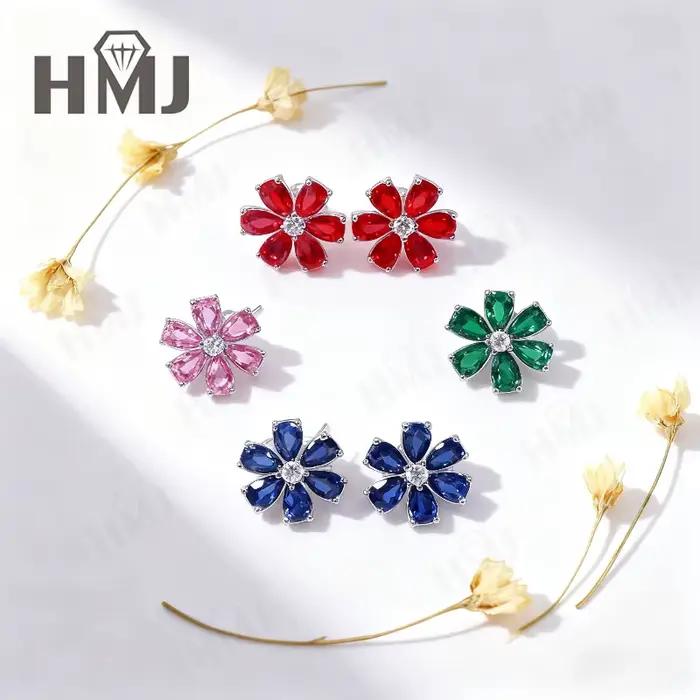 Boucles d'oreilles en pierres précieuses taille poire, rubis/saphir/Padparacha, bijoux éblouissants VVS1 pour femmes, cadeau de vacances pour noël, pâques