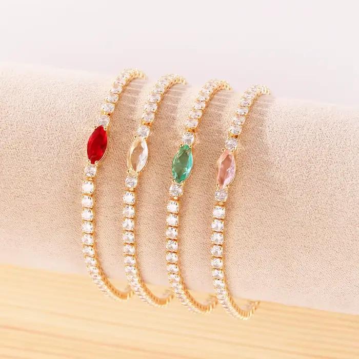 Bracelet tennis en zircone de bonne qualité pour femme, bracelet tendance hip-hop en cristal pour adolescente, chaîne pour la main, bijoux de mariage