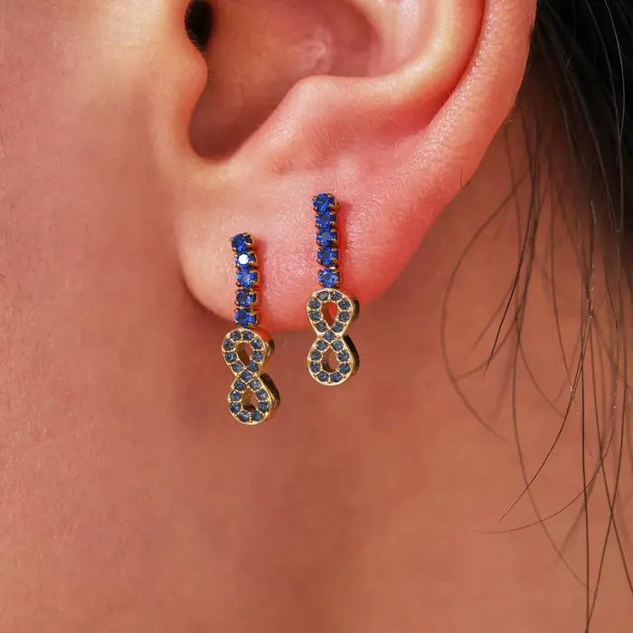 Infinite 8 boucles d'oreilles pour femmes, clous d'oreilles en acier inoxydable, plaqué or, Zircon, tendance, bijoux charmants pour filles