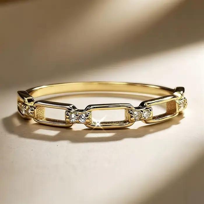 Huitan – bague à chaîne avec zircons cubiques brillants pour femmes, bijoux à porter au quotidien, accessoires de mode délicats pour dames