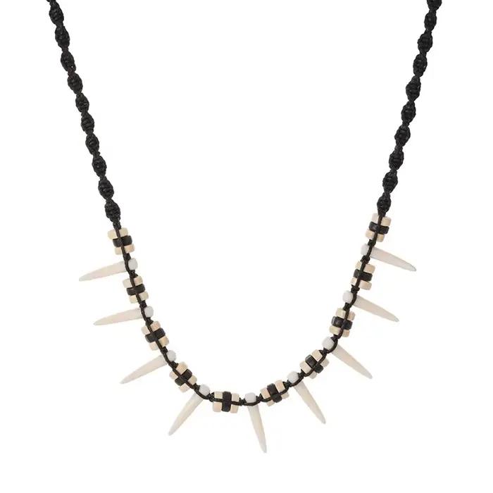 Collier dents de loup bohème tissé à la mode, collier couple, amulette, cadeau de décoration bricolage, 216.239.