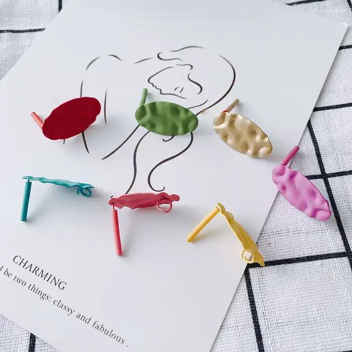 Boucles d'oreilles ovales irrégulières en fer pulvérisé, accessoires de base pour bricolage de bijoux, vente en gros