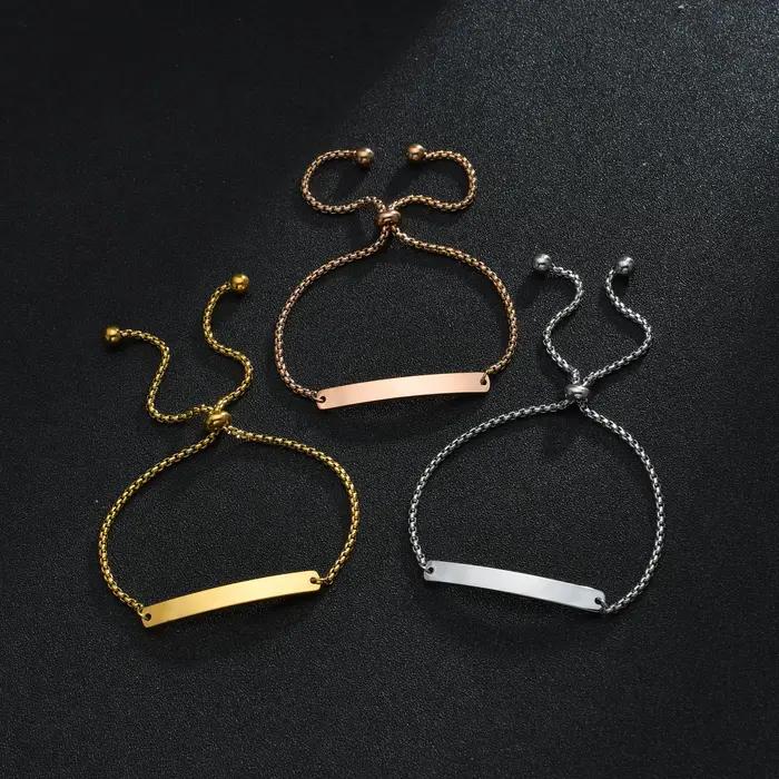 Punk homme Bracelets Hip Pop couleur or acier inoxydable épais main chaîne barre vierge Couple hommes femmes famille bijoux cadeau d'anniversaire