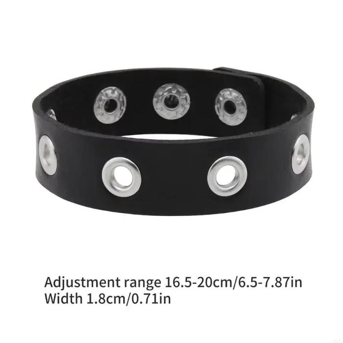 Bracelet gothique en cuir PU avec design minimaliste et ajustement réglable pour femmes occasions spéciales et streetwear
