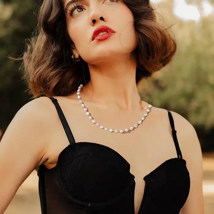 Collier de perles naturelles pour femmes, élégant, couleur or, ras du cou, chaîne de clavicule de mariage, bijoux de fête à la mode