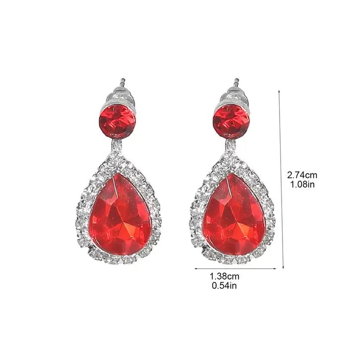 Boucles d'oreilles pendantes à la mode pour femmes, strass rouge, lustre, goutte d'eau, zircone cubique, bijoux pour fête du nouvel an