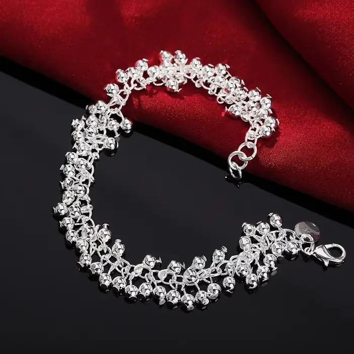 Populaire belle ligne de frange perles givrées 925 Bracelets en argent Sterling collier ensemble de bijoux pour les femmes mode fête beau cadeau
