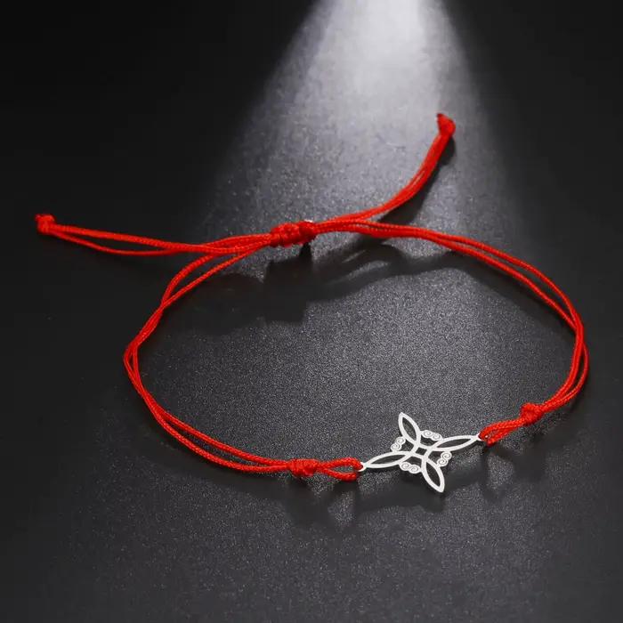 LIKGREAT Bracelet noeud de sorcière irlandaise pour femmes hommes noeud celtique corde tissée bijoux acier inoxydable amulette Talisman cadeau d'anniversaire