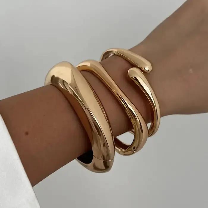 3 Styles Vintage Hip Hop métal manchette bracelets Punk or argent couleur géométrique printemps bracelets pour femme Bracelet hommes bijoux