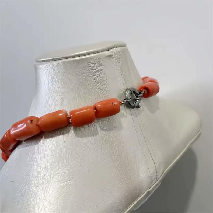 Collier de luxe géométrique en corail orange, pierre précieuse irrégulière, chaîne simple en lasso, ras-du-cou pour femme, bijoux de mariage et d'amour