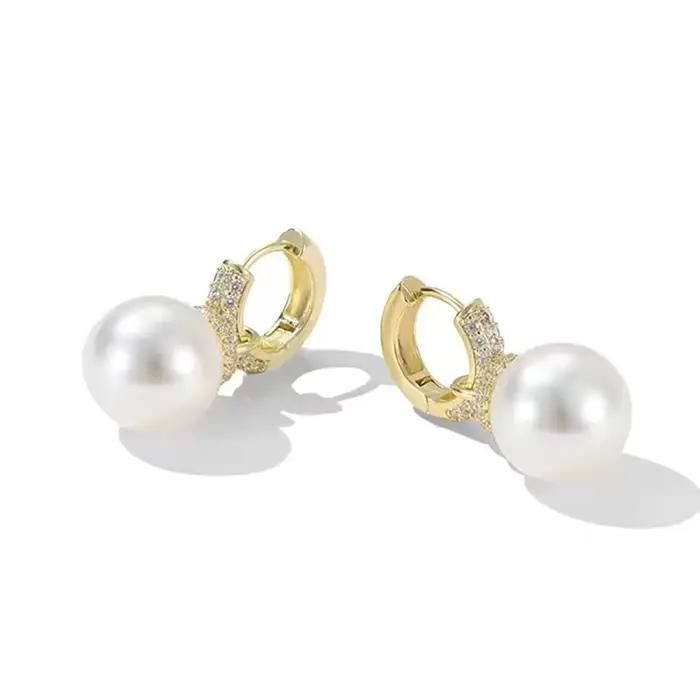 Boucles d'oreilles pendantes en perles de Zircon incrustées, Design de luxe léger français, accessoires de bijoux exquis pour femmes lors des fêtes