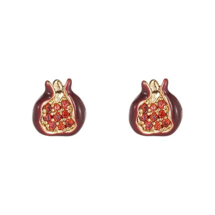 Boucles d'oreilles exquises de la série grenade rouge pour femmes, boucles d'oreilles simples et mignonnes en métal vintage, bijoux de qualité supérieure, cadeaux, à porter au quotidien, nouveauté