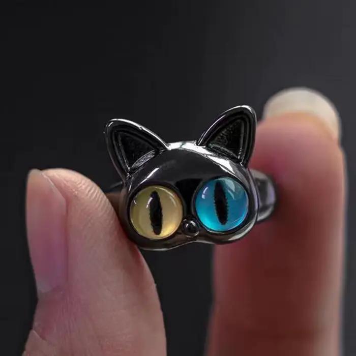 Bague Monstre Chat Noir pour Femme, Bague de Couple Amusante à Grands Yeux de Dessin Animé, Bijou de Doigt de Mariage, Accessoires de Mode Mignons, Nouveauté 2026
