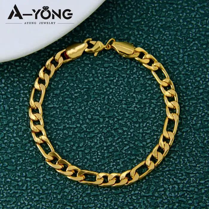 Ensemble collier et bracelet hip-hop italien plaqué or 21 carats, style punk de Dubaï, unisexe, bijoux vintage Bollywood pour femme