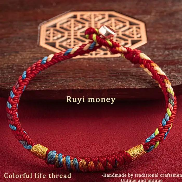 Bracelet Tibétain Fait à la Main en Fil Coloré pour Homme et Femme, Breloque Porte-Bonheur, Corde, Nministériels ds Rouges, 1 Pièce