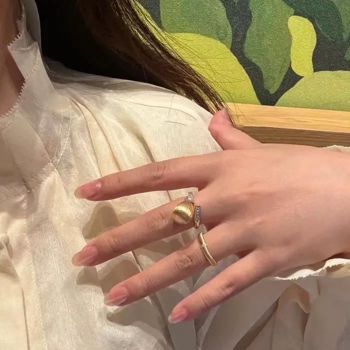 Bague de pomme de pin en diamant complet pour femme, artisanat en or antique rétro, goutte d'eau brossée de style chinois, bijoux de banquet